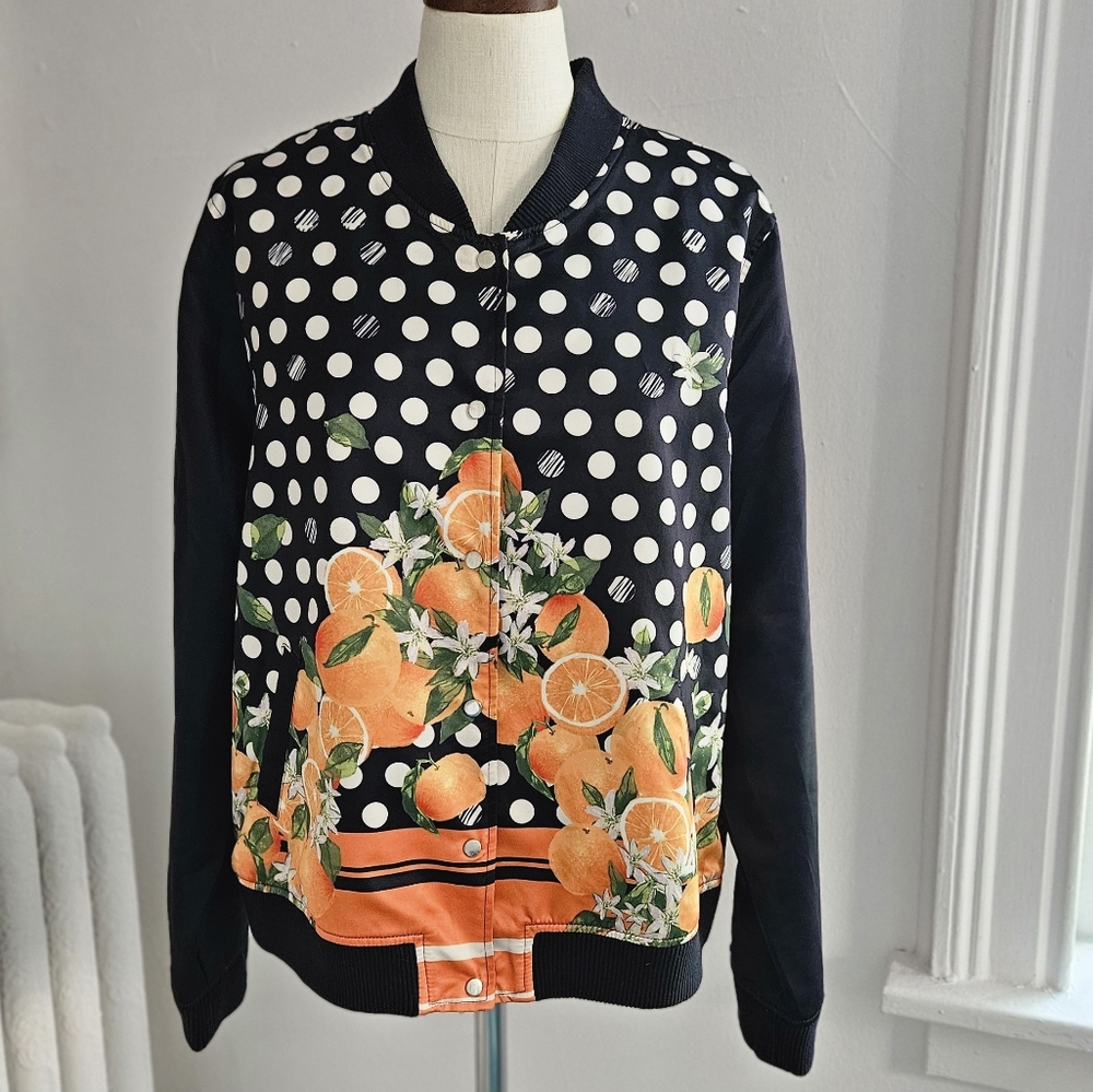 Lindy Bop Polyester Citrus Print Jacket UK16 EUC